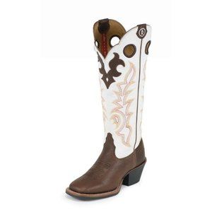 TONY LAMA 3R Buckaroo Cowgirl Western Boots #RR2007L Brown & White 10B